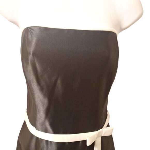 Scott McClintock vintage black/ white trim satin strapless formal dress 10 - Picture 4 of 8